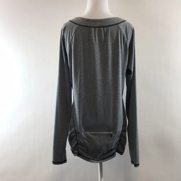 Athleta Heather Gray Ruched Half Zip Long Sleeve Tee Womens Large Running - Picture 3 of 14